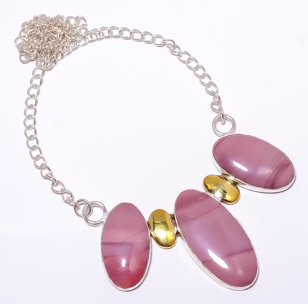 Mookaite 925 Sterling Silver Two Tone Necklace 16.17.99″, Christmas Gift N7330-4