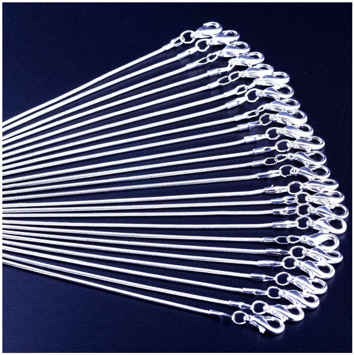 92.5% Silver Snake Chain Necklace – Great for Necklace Charms NEW Various Sizes