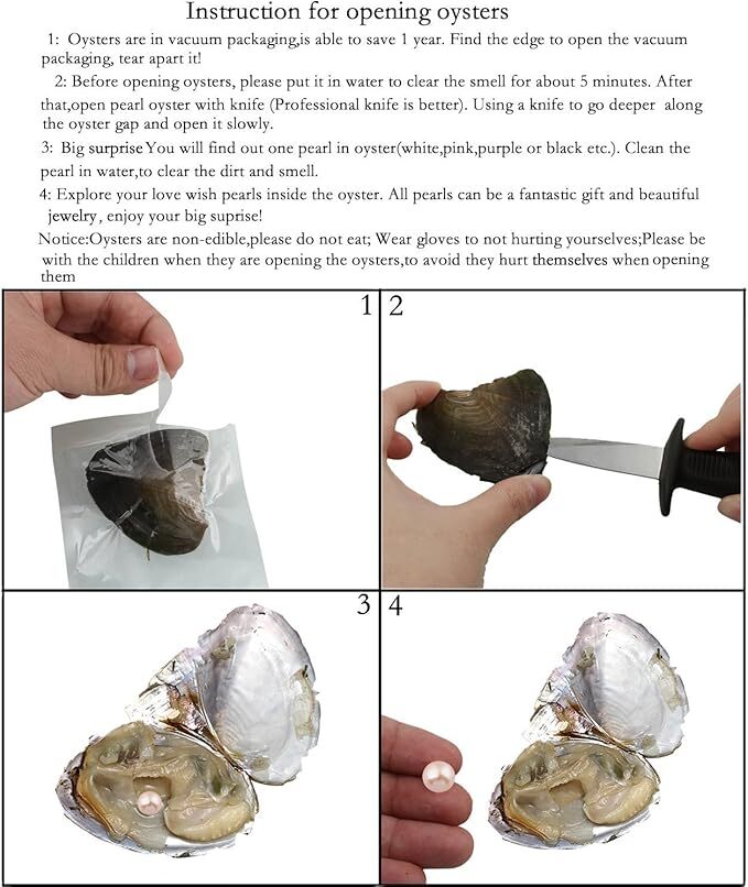 10PCS 7-8mm Natural Pearl Akoya Oysters Individually Wrapped w/ Cultured Bulk