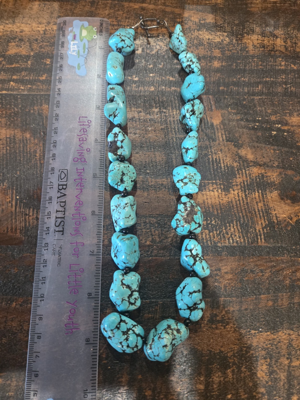Heavy Turqoise Stone Necklace, Gorgeous, handmade Excellent Condition!