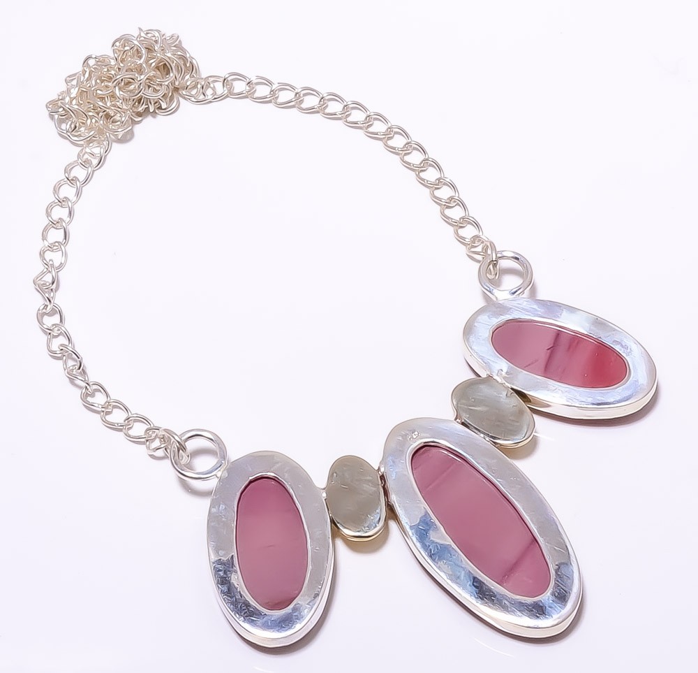Mookaite 925 Sterling Silver Two Tone Necklace 16.17.99″, Christmas Gift N7330-4