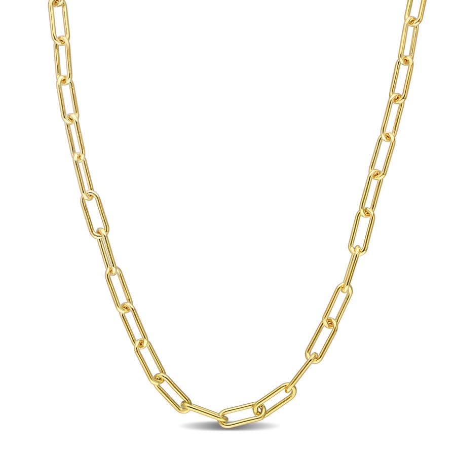 AMOUR 3.5mm Paperclip Chain Necklace In Yellow Plated Sterling Silver, 24 In
