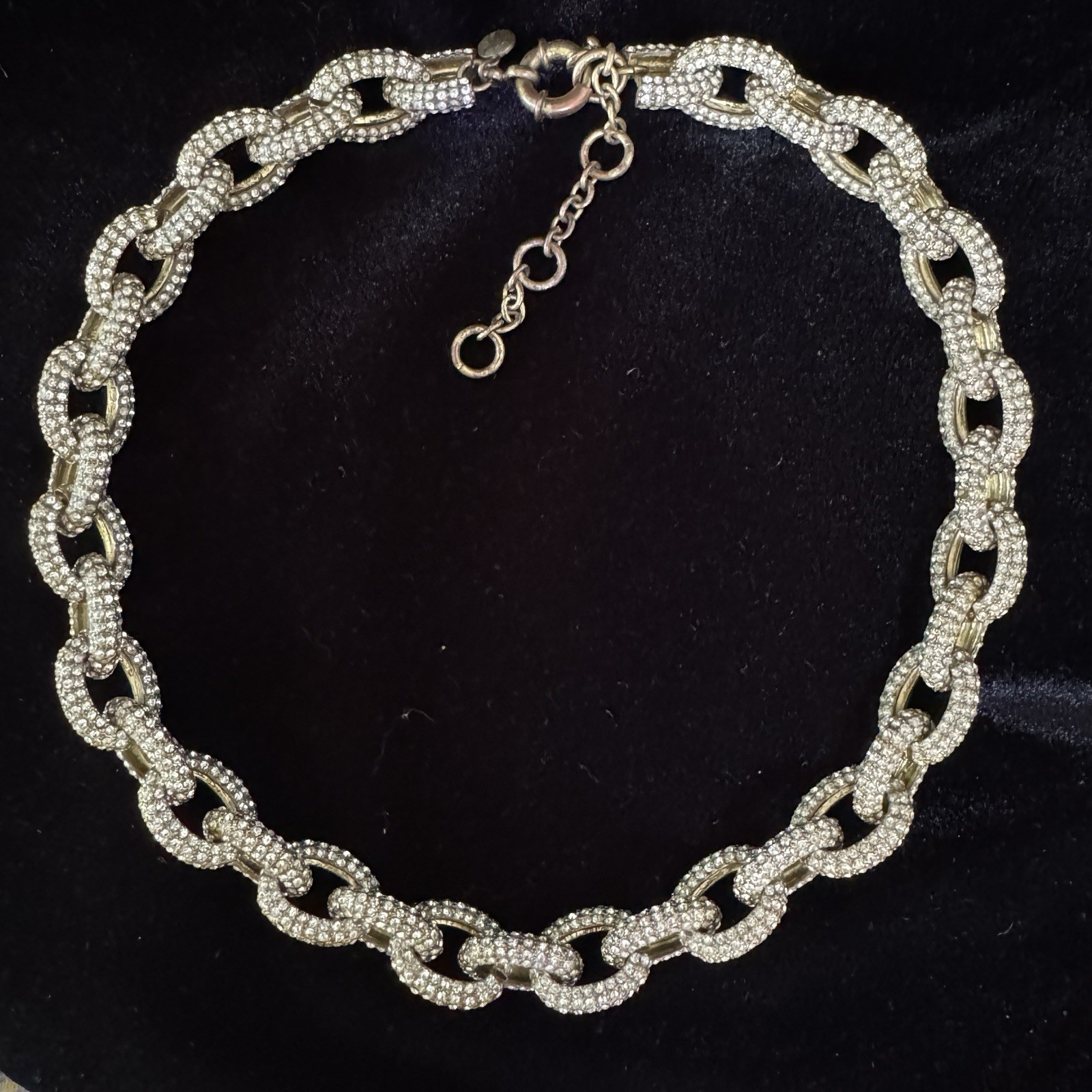 J Crew Pave Chain Necklace in Gold Crystal Rhinestones Pavé Chunky Glam 16-18”