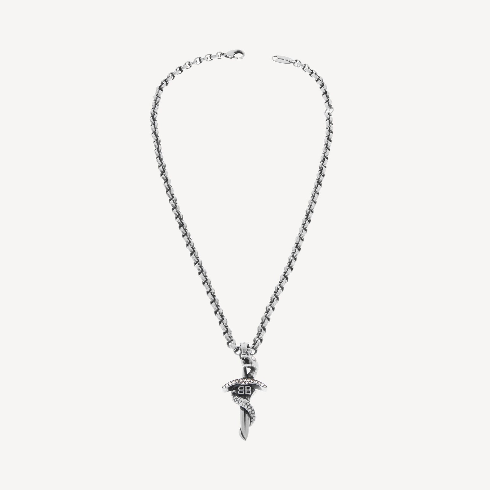 Balenciaga Men’s Goth Snake Necklace – Antique Silver