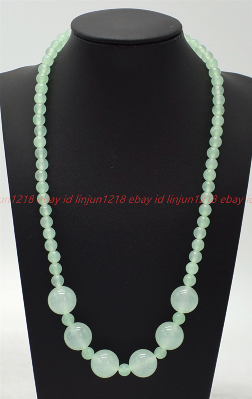 Natural 6+14mm Light Green Jade Gemstone Round Beads Necklace 16-24in
