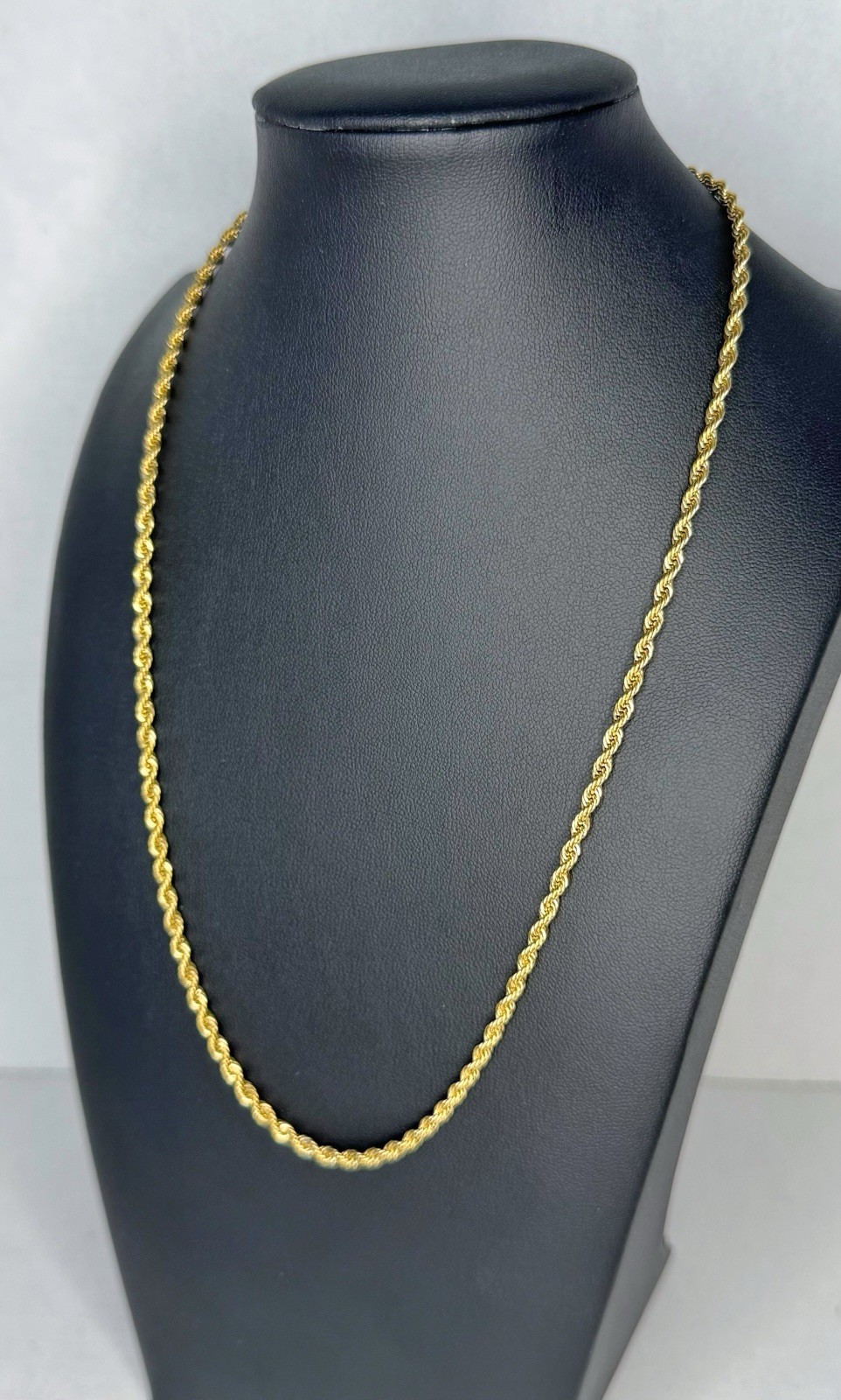 3mm Rope Chain Necklace – 18K Gold PVD 316L Stainless Steel 20″ 22″ 24″ Unisex