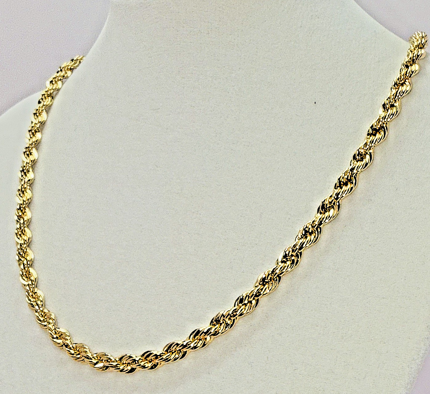 Classic Gold Plated Diamond Cut Twist Rope Chain Necklace Unisex