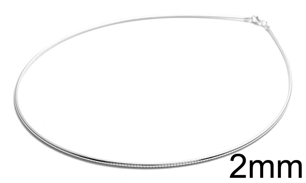 925 Sterling Silver Elegant Omega Chain Necklace – All Widths and Lengths