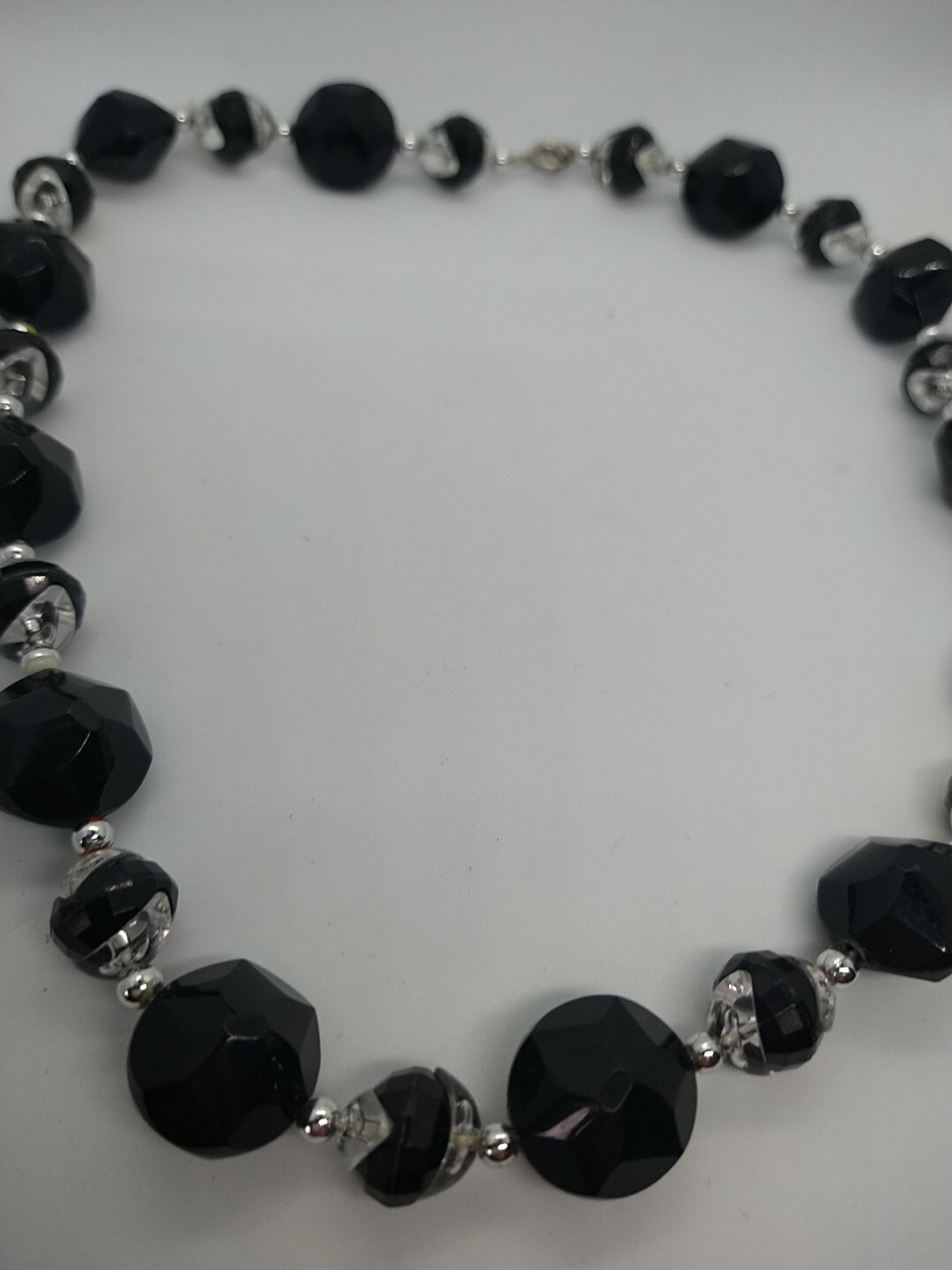 Necklace black Goth clear vintage beads vintage style retro Halloween y2k 1990′