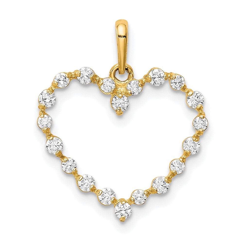10K Yellow Gold Cubic Zirconia Heart Shape Charm Pendant 0.48g