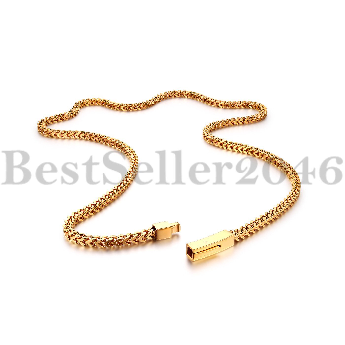 4mm Biker Stainless Steel Franco Chain Necklace for Men Square Box Chain 24″/26″