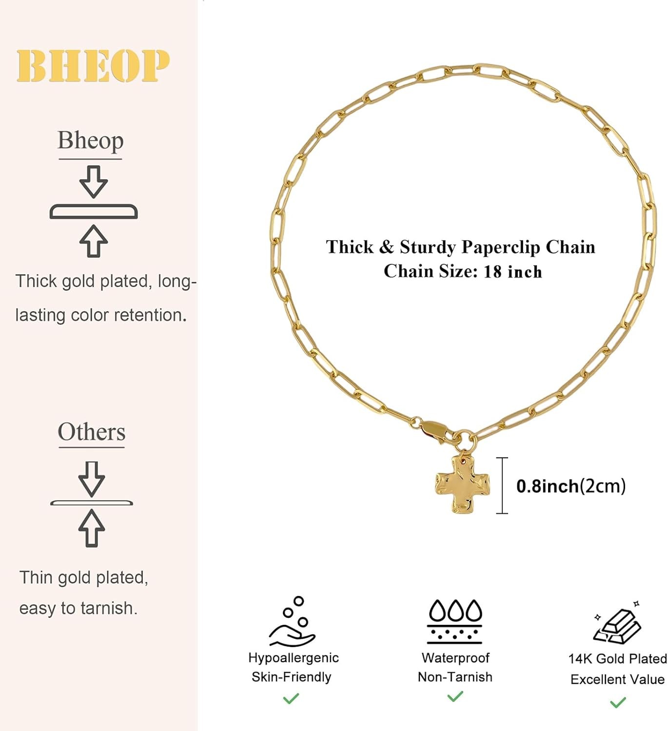 Chunky Cross Necklace for Women Trendy Gold Silver Layered Statement Cross Penda