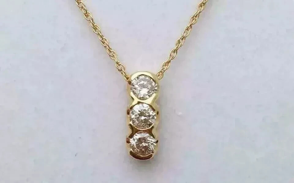 1Ct Round Simulated Diamond Women’s Anniversary Pendant 14K Yellow Gold Plated