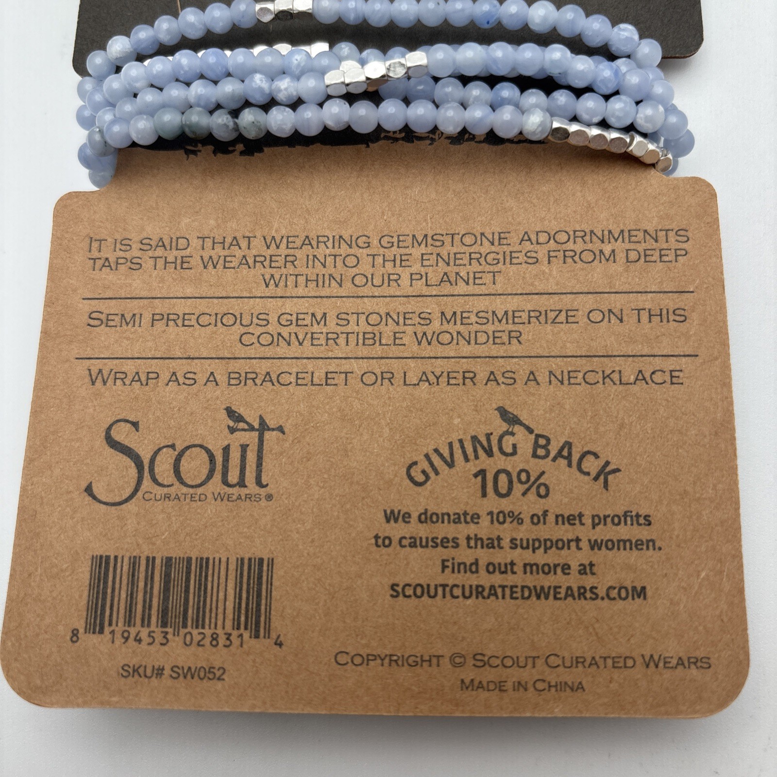 Scout Stone Wrap Blue Lace Agate/Silver – Stone of Clarity Necklace to Bracelet