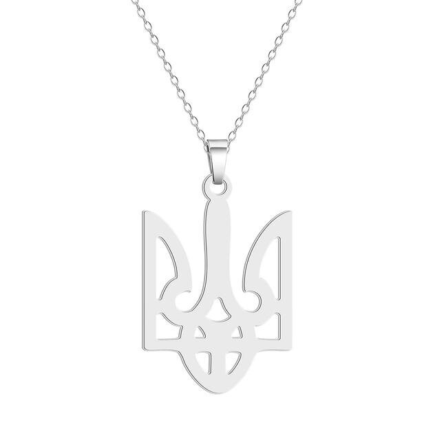 New Ukrainian Tryzub Trident Pendant Necklace Silver Color