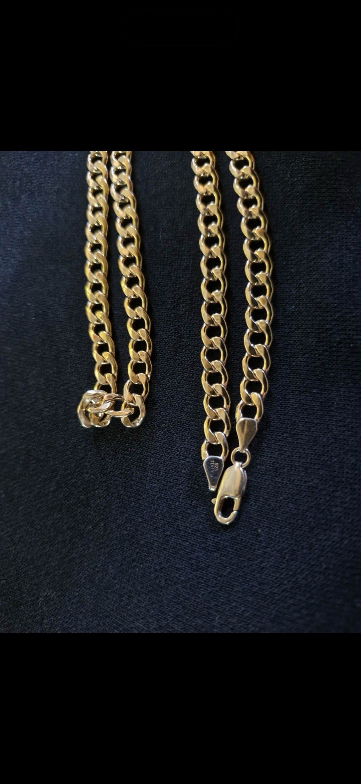 925 Sterling Silver Curb Chain Necklace 24K 1/10 Gold Plated | 165cm | 35g |
