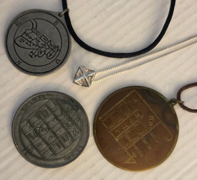 Lot of 4 Antique-Style Necklaces with Pendants/Talisman Sold AS SHOWN Lot.1V