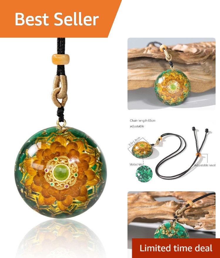 Healing Orgonite Necklace with Malachite & Flower of Life – Adjustable Cord