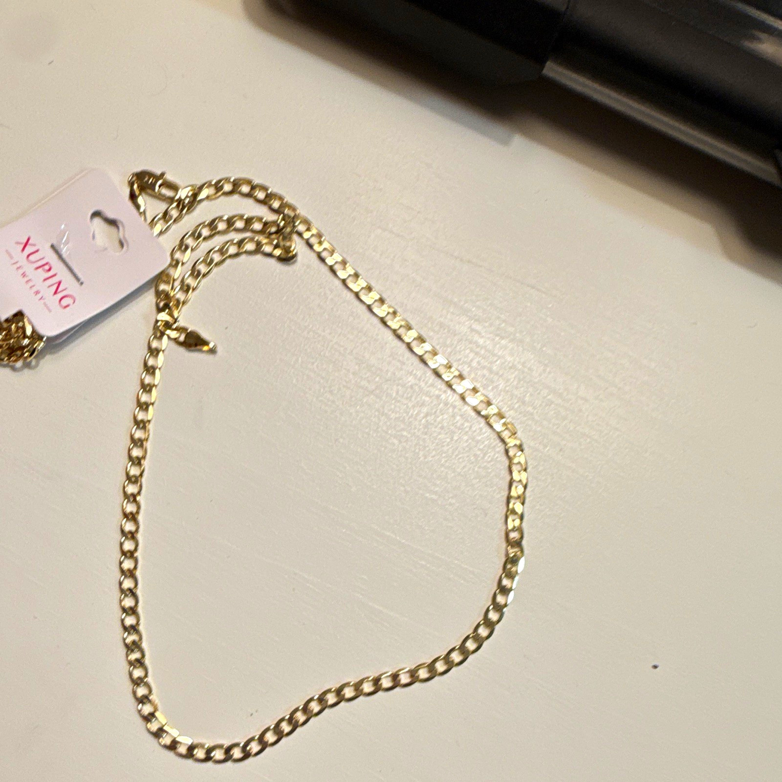 Xuping Silver Tone Curb Link Metal Chain Necklace, No Stone, Undated Era