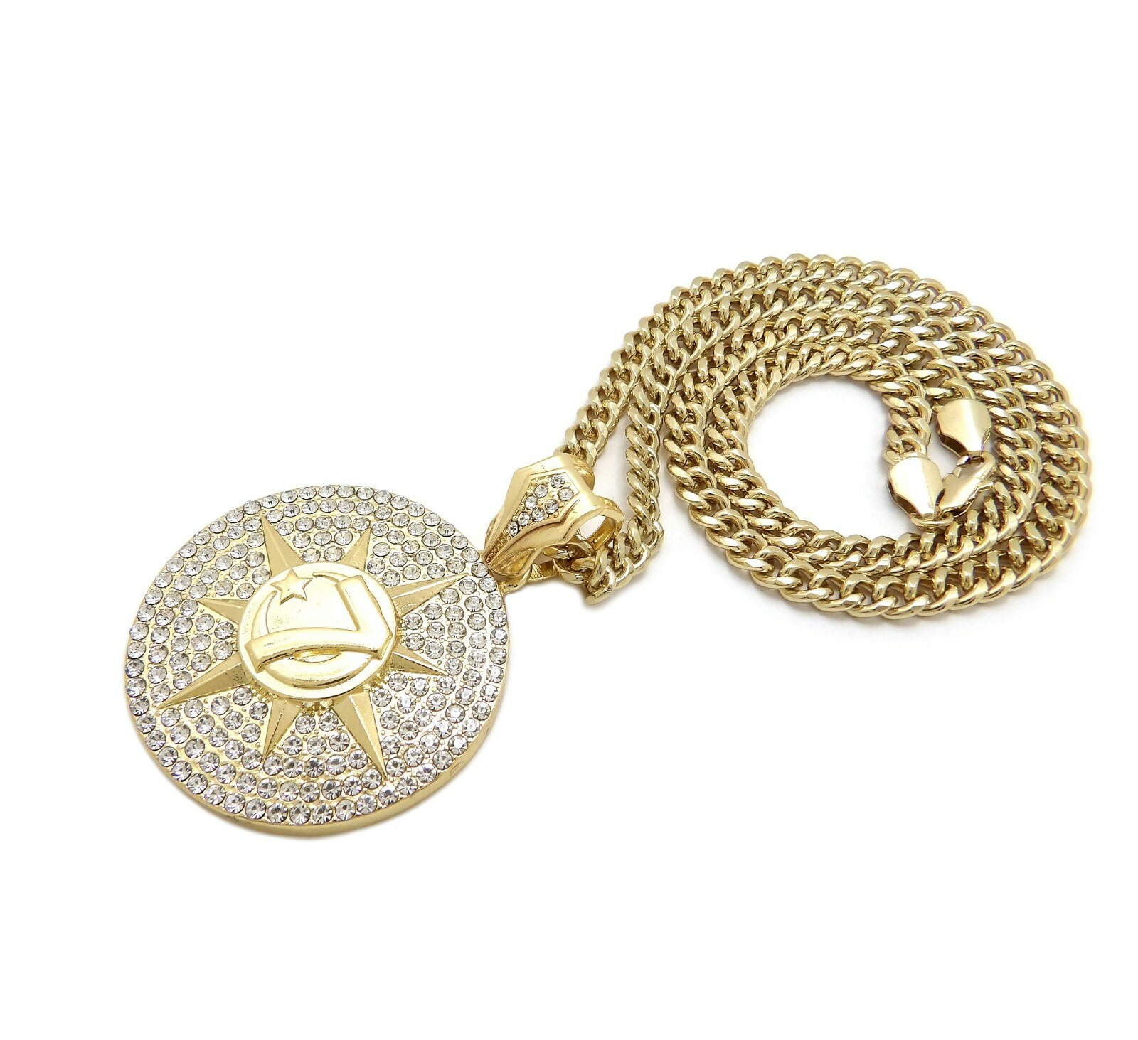 Hip Hop 5 PERCENTER 7 STAR Pendant & Box / Franco / Cuban Chain Bling Necklace