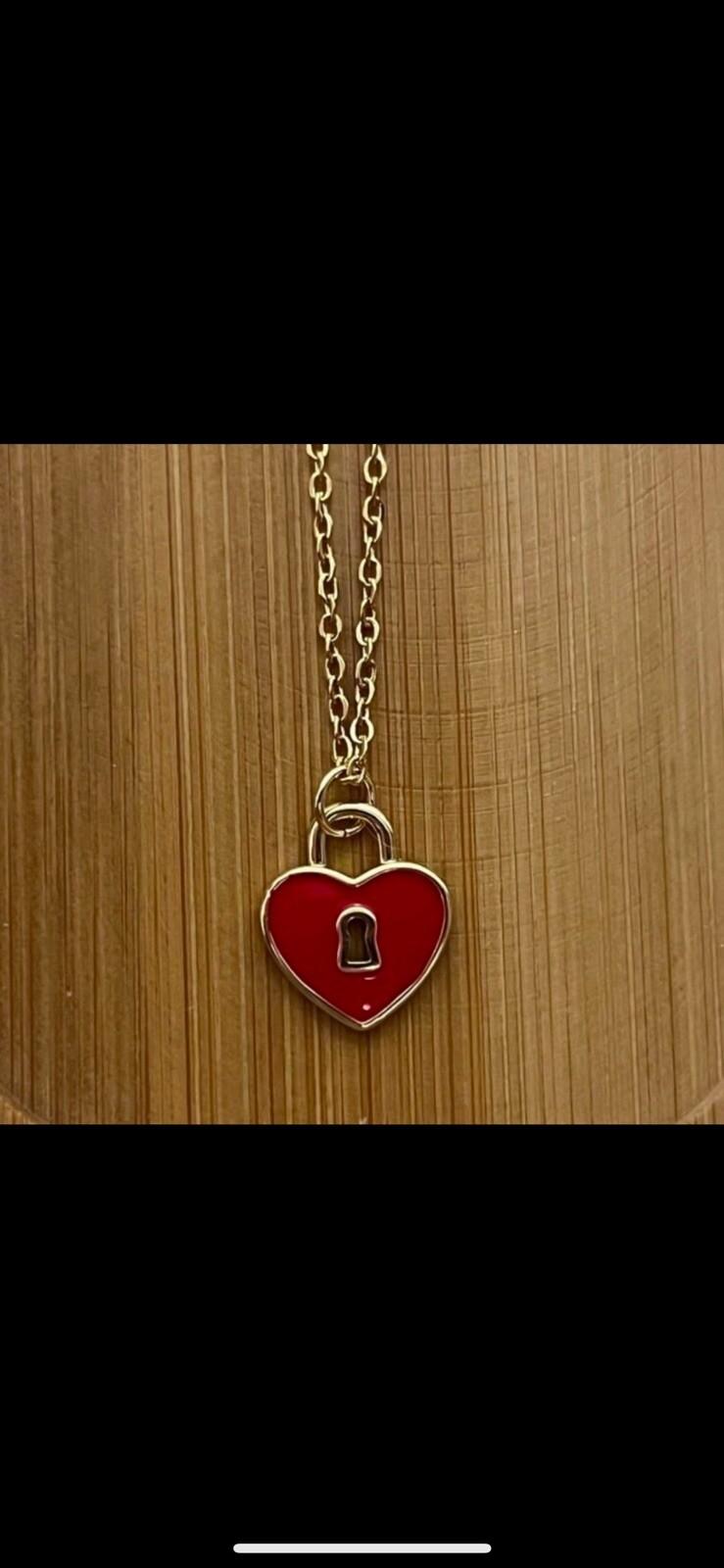 New Adorable Enamel & 14 K Gold Plated Heart Charm On 14 K Gold Chain Necklace