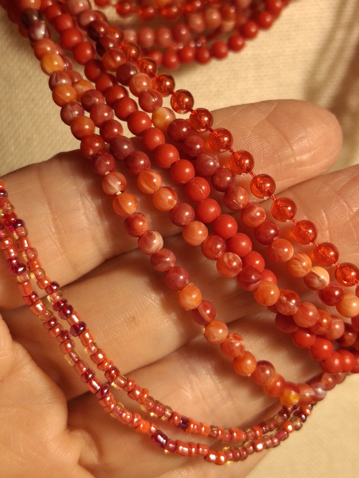 Pre-owned no brand multicolored red bead long necklace