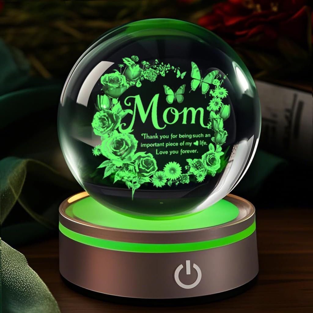 Mom 3D Crystal Ball Gifts for Mum Birthday Gift from Son, Daughter – Fun Chri…