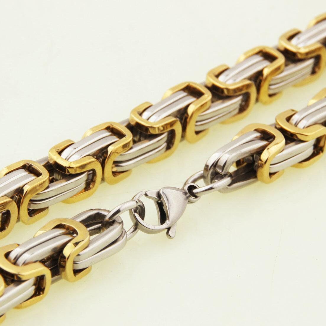 8mm Men’s Byzantine Box Chain Necklace or Bracelet 316L Stainless Steel 7-40inch