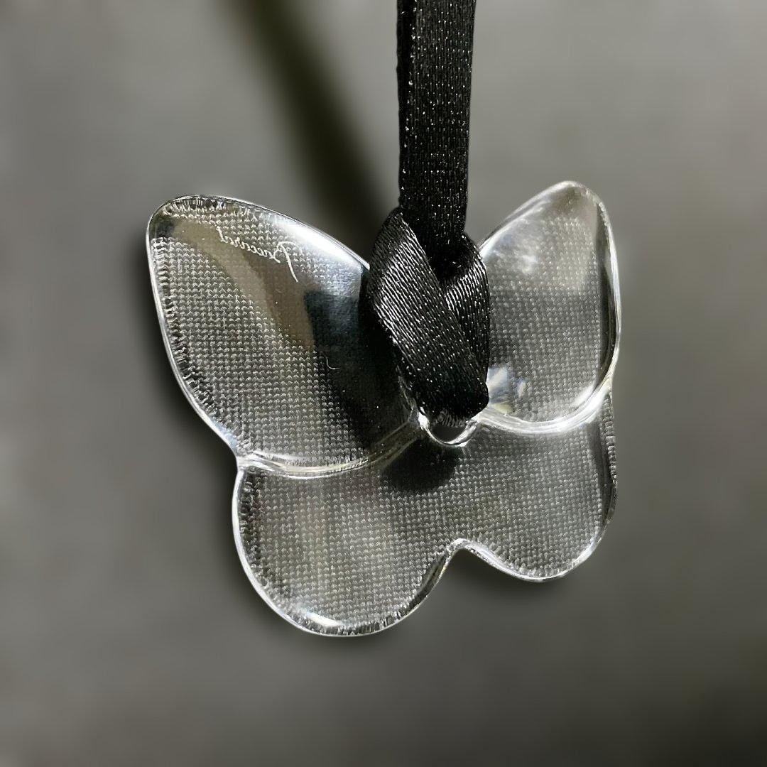 Baccarat Papillon Butterfly Crystal Clear Necklace Used Authentic France Jewelry