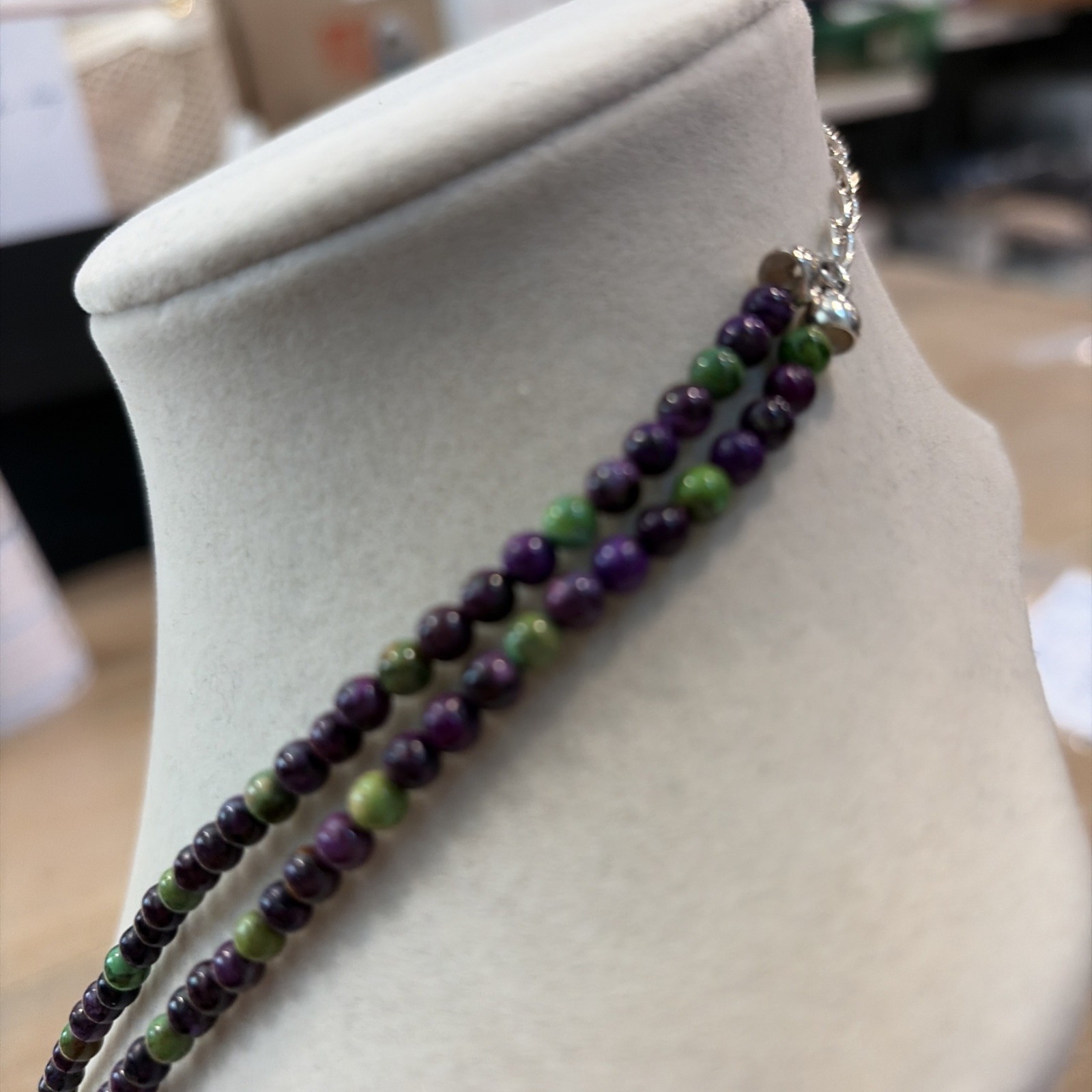 Jay King DRT Sterling 925 Zoisite Fluorite Bead Double Strand Necklace 19”
