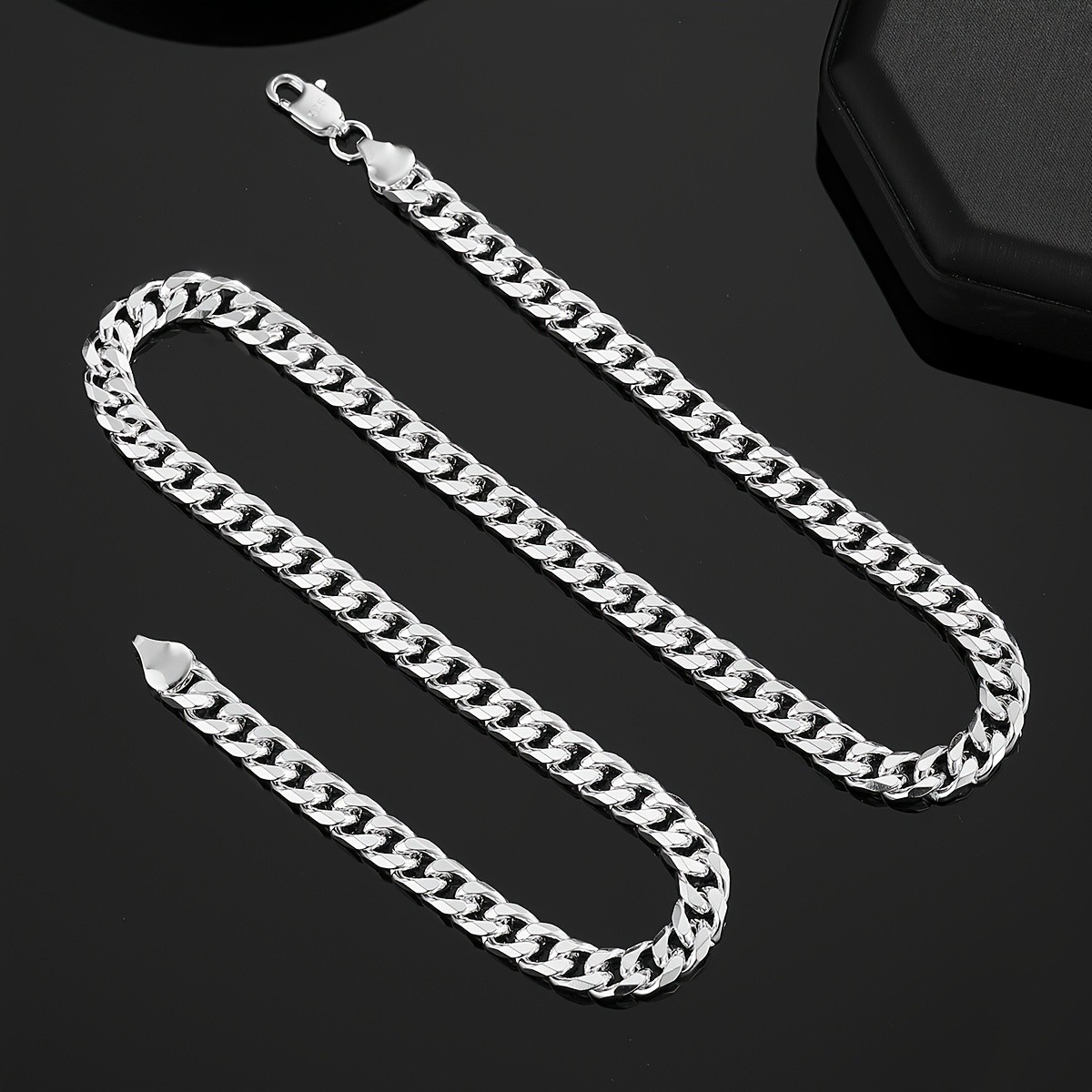 S925 Silver Cuban Chain Necklace 6mm 45cm 50cm 60cm For Women Daily Wear