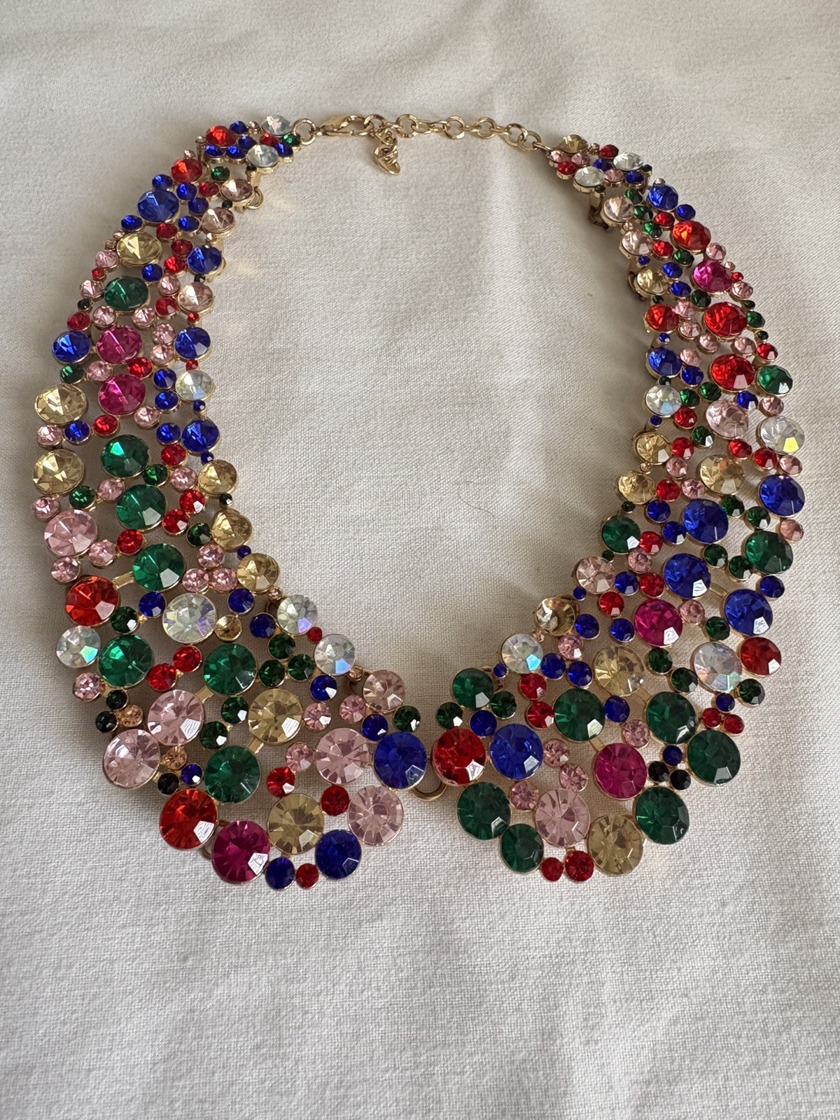 Chunky Multicolor Crystal Choker Statement Bib Necklace