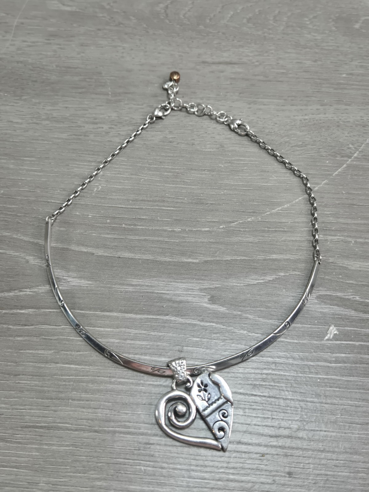 Brighton Pablos Passion Two tone Copper Silver Reversible Heart Chocker Necklace