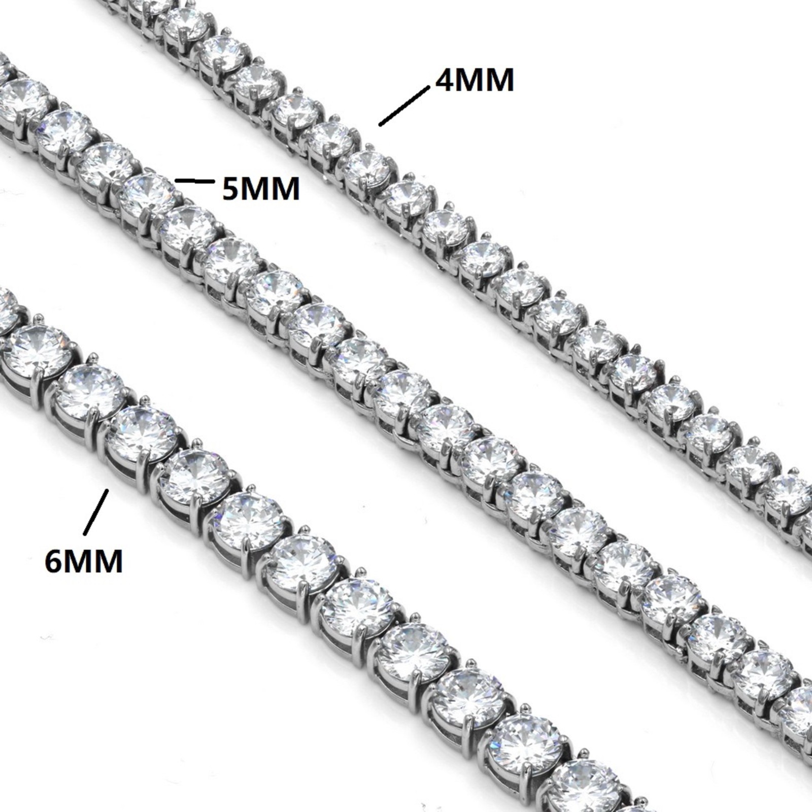 34 inches ANTI-TARNISH Stainless Steel with Cubic Zirconia Tennis Necklace