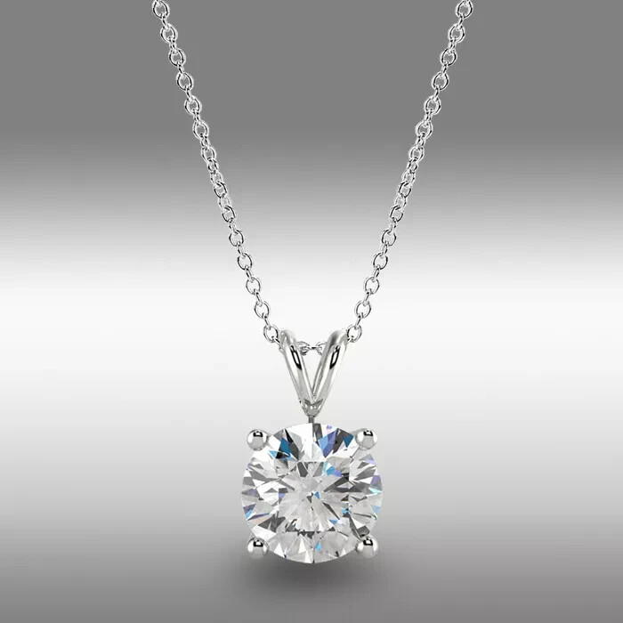 Round Cut Simulated Diamond Woman’s Anniversary Pendant 14K White Gold Plated