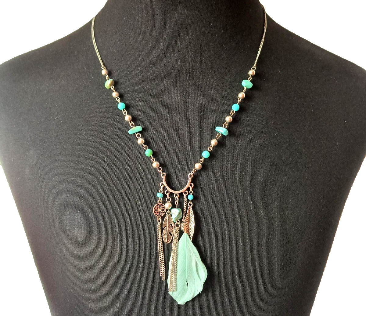 Wallflower NWT Boho Ethnic Southwestern Necklace Silvertone Imitation Turquoise