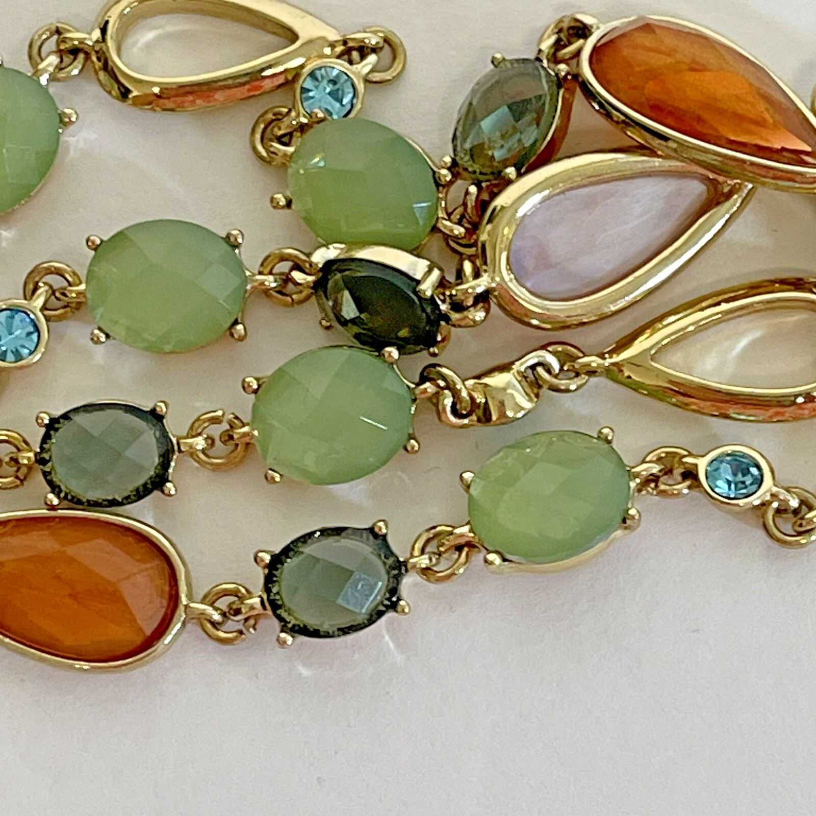 Anne Klein 42″ Long Necklace Gold Tone with Multiple Color Stones