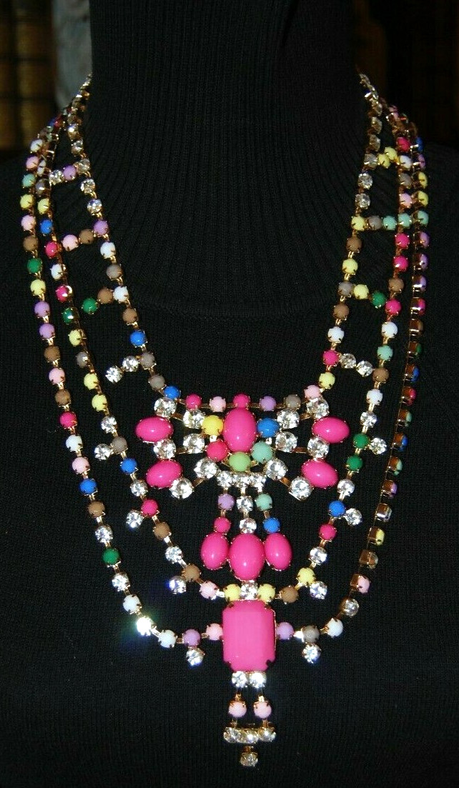 Cara NY Fruit Salad Acrylic Stones Marie Antoinette Style Statement Bib Necklace