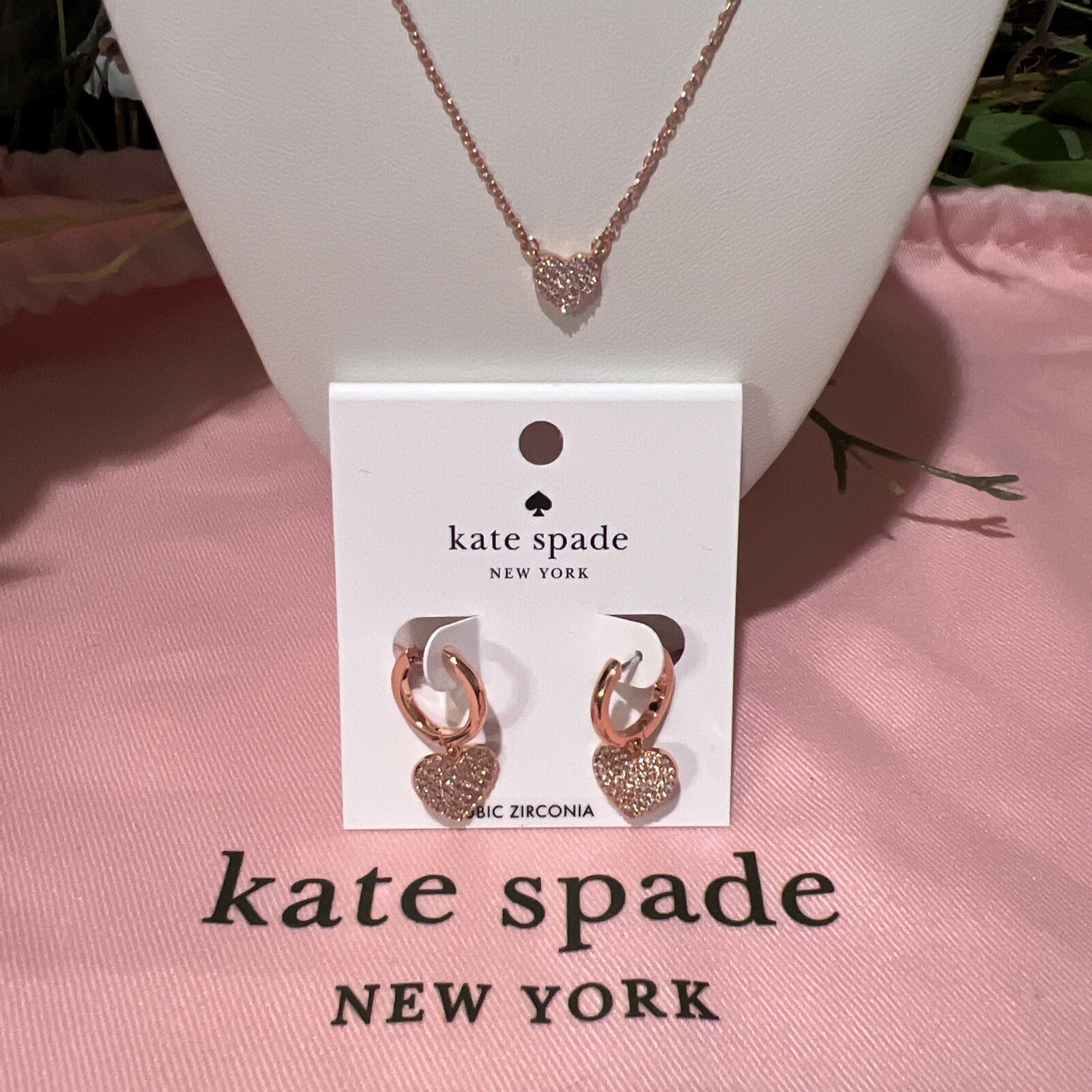 Kate Spade New York Rose Gold Pave Heart Mini Necklace or Earrings or Bracelet