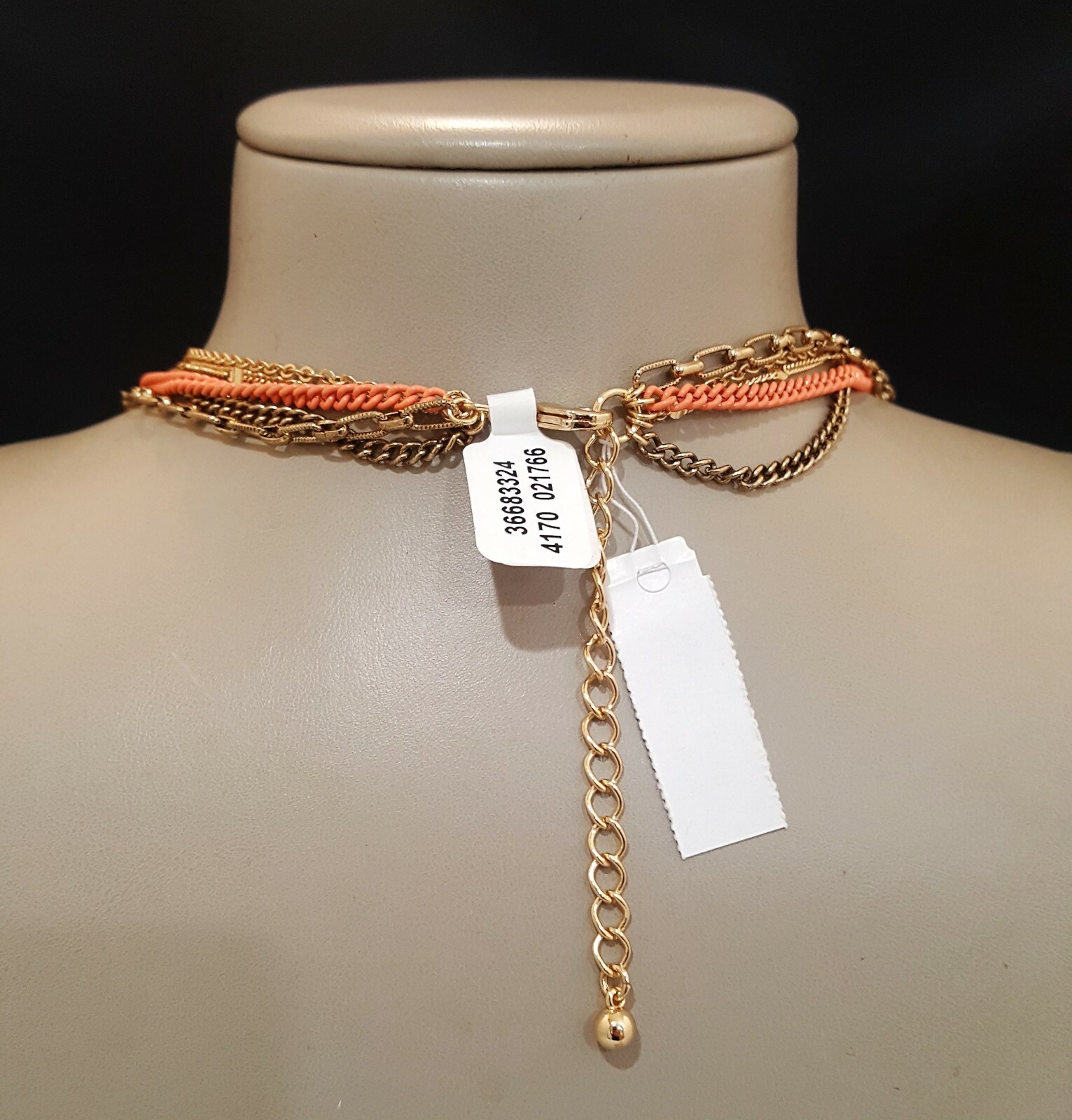 Anthropologie Women’s Statement Multi Layer Stone Gold Plated Orange Necklace