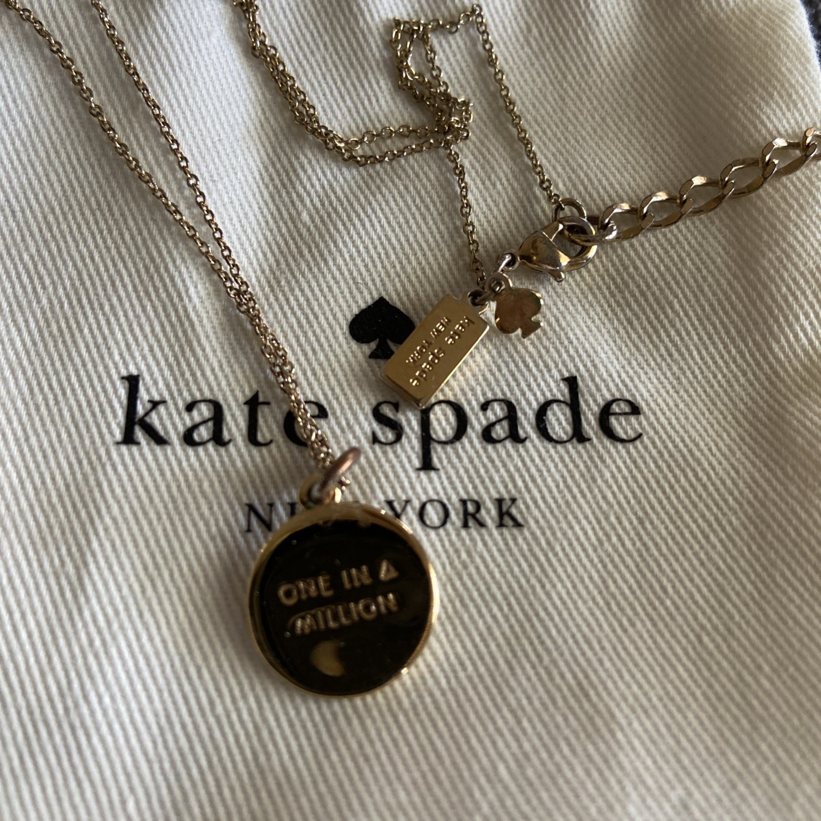 New Kate Spade NY One In A Million “J” Initial Gold Tone 17” Necklace 3.5” Ext.