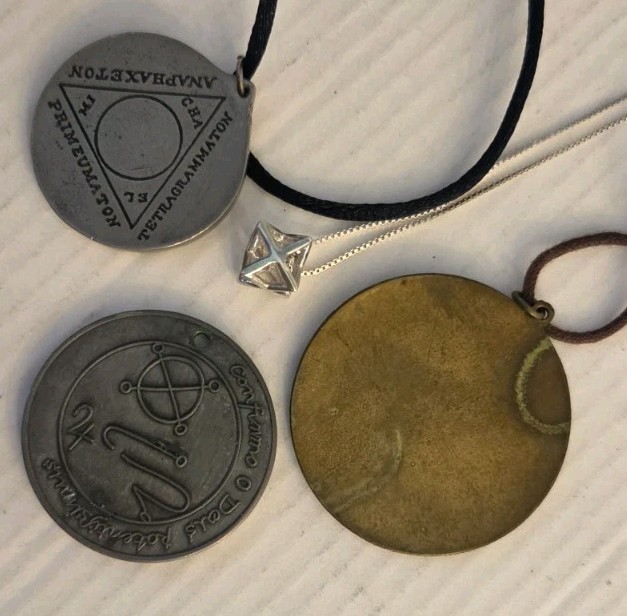 Lot of 4 Antique-Style Necklaces with Pendants/Talisman Sold AS SHOWN Lot.1V