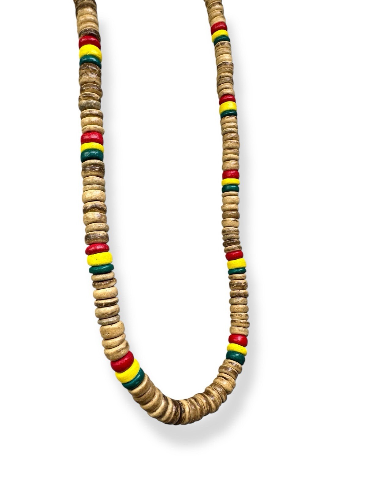 Handcrafted Rasta-Inspired Wooden Necklace – Unisex, 19″ or 23″, Boho Style