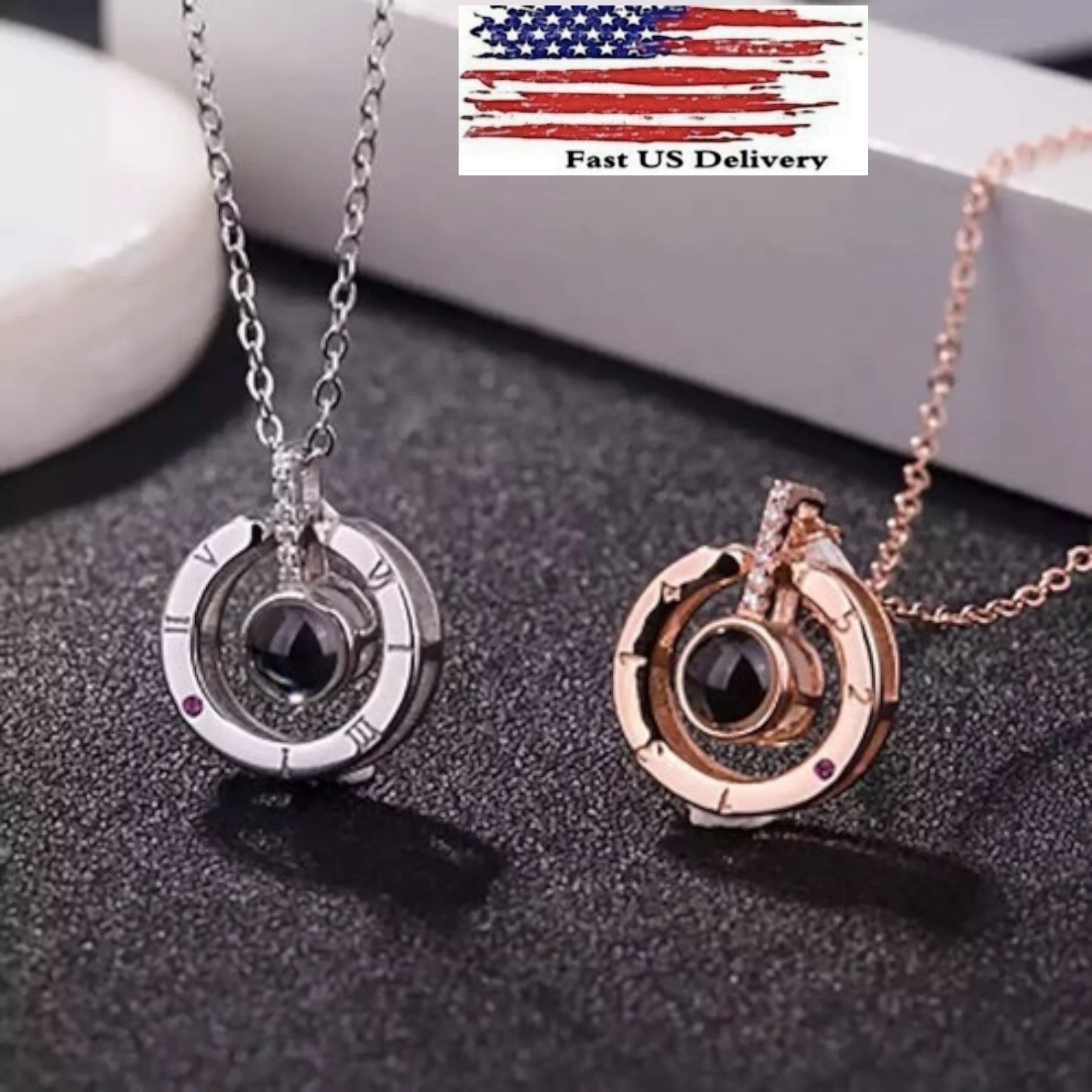 I LOVE YOU In 100 languages Projection round shape Necklace Memory Of LOVE C27