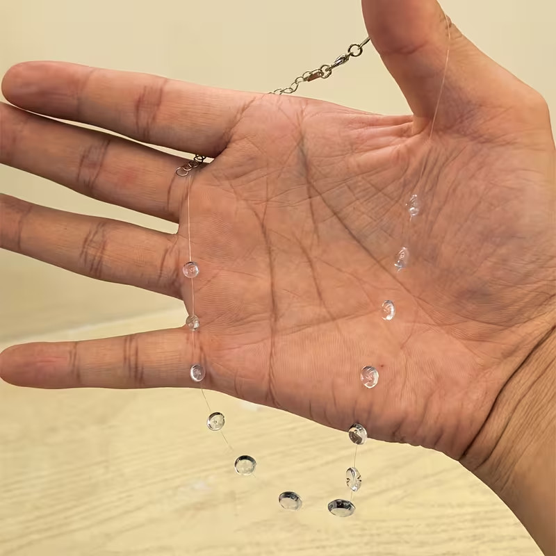 Necklace Round Clear Beads Floating Illusion Symmetrical Adjustable