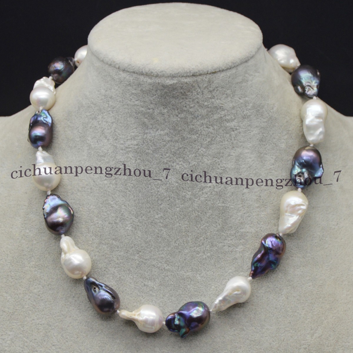 Huge Real Natural White Black Reborn Baroque Keshi Pearl Necklace 16-36 inch