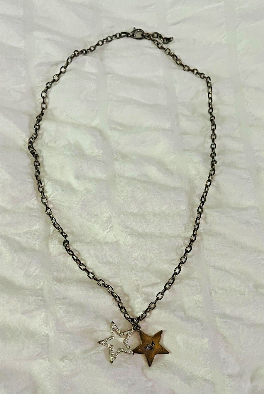 Silver Tone Cable Chain Necklace Star Charm Pendant Lobster Clasp