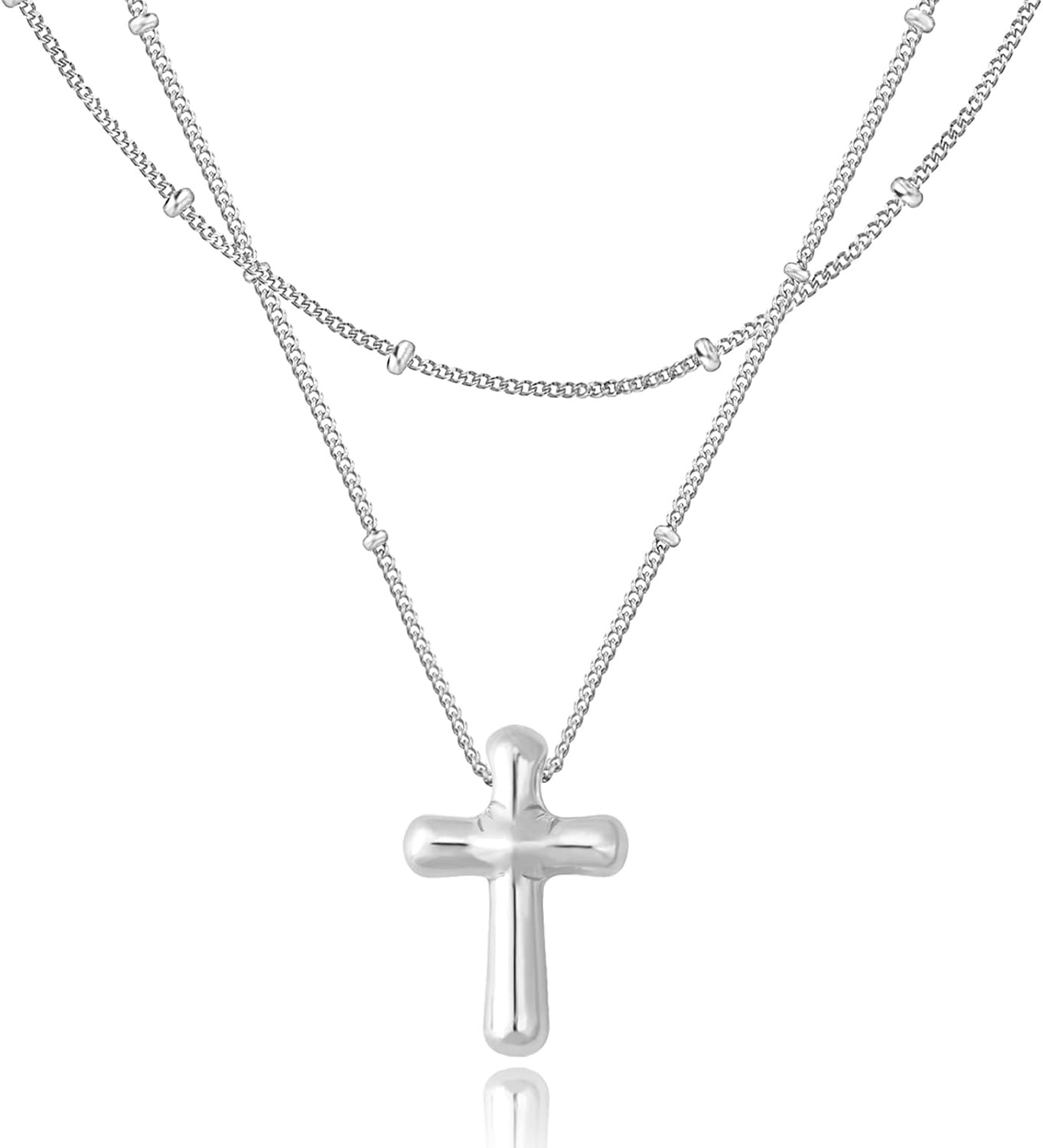 Cross Necklace for Women, Zinc-Alloy Plated Bubble Cross Pendant Necklaces