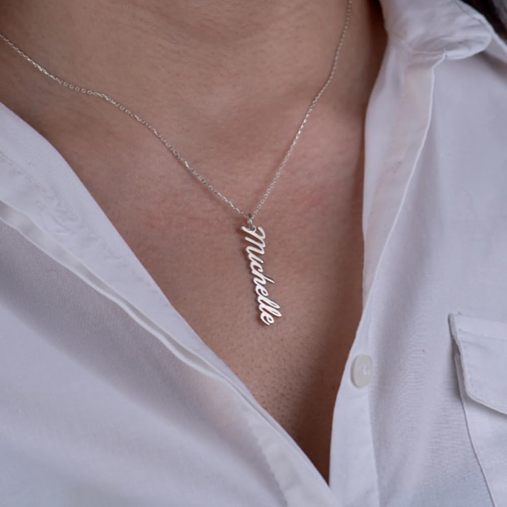 Personalized Vertical Name Necklace Pendant for Couple Custom Made with Any Name