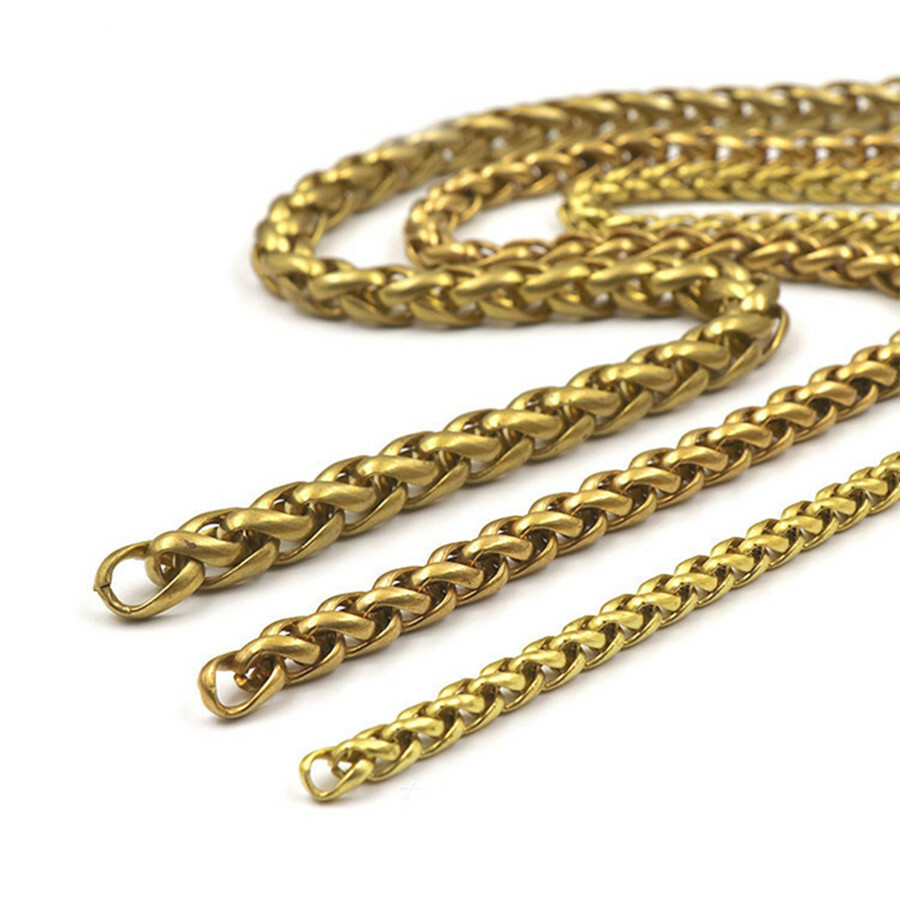 1meter Solid brass Open curb Link Chain Necklace Wheat Chain none-polished Bags